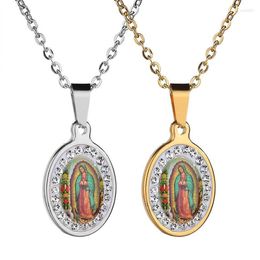 Chains Woman Religious Vintage Style Guadalupe Catholic Church Virgin Mary Amulet Pendant Necklace Ornament2485