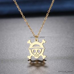 Pendant Necklaces Stainless Steel Necklaces Skeleton Pirate Pendants Chain Choker Jewellery Fashion Necklace For Women Jewellery One Piece Gifts R231204