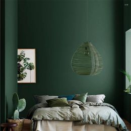 Wallpapers WELLYU American Retro Pure Color Ink Dark Green Wallpaper Nordic Style Bedroom Living Room Sofa Background Wall Paper Modern