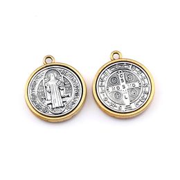 15Pcs Two Tone St Benedict Cross Medal Charm Pendants For Jewelry Making Bracelet Necklace DIY Accessories 32 3x27 9mm A-5572293