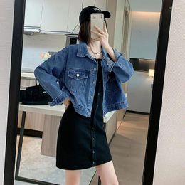 Women's Blouses 2023 Spring Korean Long-sleeved Fashion Blue Denim Shirt For Women Short Coat Z122