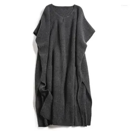 Casual Dresses Limiguyue Women Causal Solid Vest Knit Spring Autumn Tank Sweater Midi Dress Femme Loose Long Cashmere Jumper E264