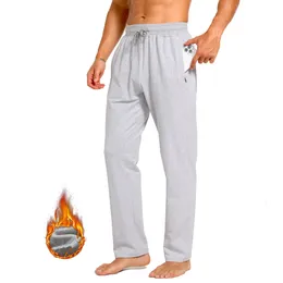 Men's Pants Fleece Sweatpants Cotton Open Bottom Athletic Yoga Casual With Zipper Pockets