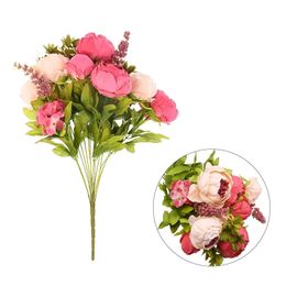 19 inch13 Bundles Silk Artificial Peonies Flowers Faux Peony Bouquet for Vase Floral Arrangements Wedding Home Table Decoration