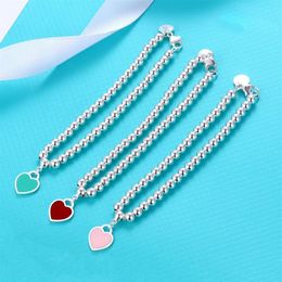 Heart Form Bracelet Designer Enamel Chain Luxury Brand 4mm Ball Chain Senior Fashion Bracelets Party Wedding Accessories Valentine286g