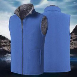 Men's Vests Chic Men Winter Vest Solid Colour Thermal Cardigan Simple Style Waistcoat