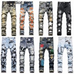 New mens amirs jeans designer european men pants ripped trend jean hombre embroidery fashion Brand Skinny Pant Men's trousers pants