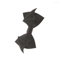 Bow Ties Unisex Faux Leather Bowtie For Men Women Black Bat Wing Pre-Tied Bowknot With Adjustable Strap Halloween Party