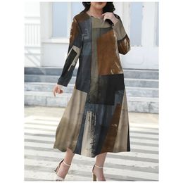 Urban Sexy Dresses Women Elegant Dress 3d Vintage Plaid Print Cotton Dress Fashion Woman Clothing Winter Oversized Christmas Long Sleeves Dresses 231204