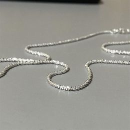 Slim S925 Silver Sparkling Glitter Clavicle Chain Necklace Chain Female Chain Necklace for Women Girl Italy Jewellery 45cm239s