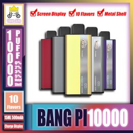 Original Bang PI10000 Puffs Screen Charge Display Rechargeable Disposable E Cigarettes Vape Pen 0% 2% 3% 5% Mesh Coil With 500mAh Battery 15ml VS KING 12000