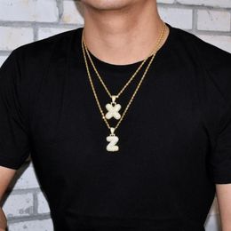 Pendant Necklaces Stainless Steel Iced Out Letter Necklace A-Z 26 Initial Alphabet Name Rope Chain For Women Men Gold Silver 24inc1757