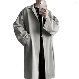 Men's Trench Coats Men Polyester Coat Stylish Lapel For Breathable Wrinkle-resistant Trendy Spring Autumn Outerwear