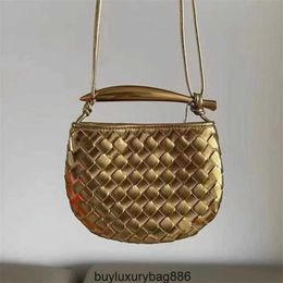 BottegvVeneta Designer Handbags Sardine Womens Tote Bags Small Crowd Mini Sardine Bag Real Cowhide Woven Small Bag Metal Handlebar Half Moon Single Shoulder Cr HB7Y