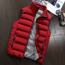 Men's Vests Men Waistcoat Winter Padded Vest With Zipper Pockets Stand Collar Soft Warm Sleeveless Coat For Neck Protection Comfort