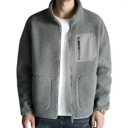 Men's Jackets Warm Autumn Winter Jacket Men Imitation Lambswool Coat Stand Collar Outwear With Polar Fleece