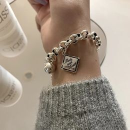 Chain VENTFILLE 925 Sterling Silver Square Charms Bracelet for Women Ball Hip Hop Thai Jewelry Dropship Wholesale 231204