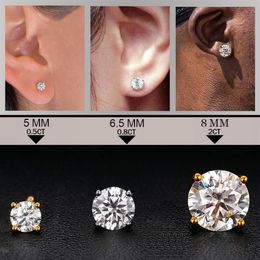 Stud Unisex Classic With Certificate Moissanite Earrings For Women Jewellery 925 Sterling Silver Fashion Engagement Gift242u