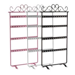 Jewellery Pouches Bags 48 Hole Earrings Ear Studs Display Rack Metal Holder Stand Organiser Showcase Pink 295 160mm For Retail Envi218h