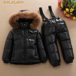 Clothing Sets -30 degree winter baby boy girls white duck down jacket snow wear waterproof coats overalls children's clothing set kids clothes T231204