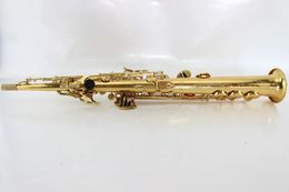 MARGEWATE Soprano Straight Pipe B Flat Sax Saxophone Brass Gold Lacquer with Mouthpiece Accessories MSS-525