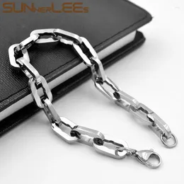 Link Bracelets SUNNERLEES 316L Stainless Steel Bracelet 9mm Geometric Oval Chain High Polish Silver Color Men Women Jewelry Gift SC249