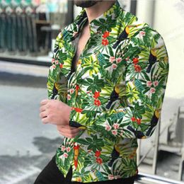 Men's Casual Shirts Tucan Bird Hawaiian Men Fashion Hawaii Shirt Floral Beach Blouses Single Breasted Camisas Clothing Turn Over Collar