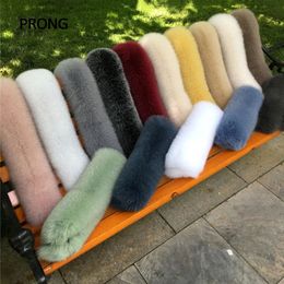 Scarves Fox Fur Collar For Coat Women Down Jacket Hood Decor Fur Collar 100% Real Fur Hats Stripe Winter Warm Fluffy Fur Scarf Shawls 231204