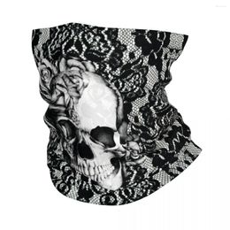 Scarves Gothic Lace Floral Skull Roses Bandana Neck Cover Printed Balaclavas Face Scarf Warm Headband Hiking For Men Women Adult