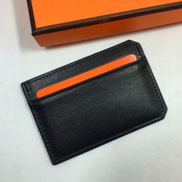 Black Genuine Leather Card Case Men Thin Card Wallet Business ID Credit Cards Holder Women Cards Pack Cash Pocket Cardholder Coin 277P