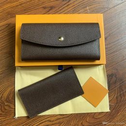 NEW France Designer Women Long Chequebook Wallet Credit Card Po Holder Wallet Brown Mono Gramme White Chequered Canvas Leather Fre288T