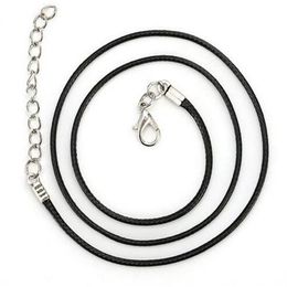 Black Wax Leather Snake Necklace Beading Cord String Rope Wire 18inch For DIY Jewellery 200pcs lot W9 2317