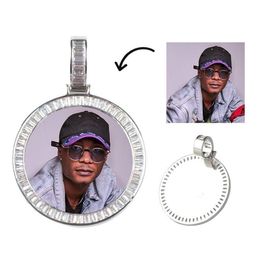 Personalised Picture Po Pendant Necklace for Women Men Memory Round Pendant Necklace with Tennis Chain316l