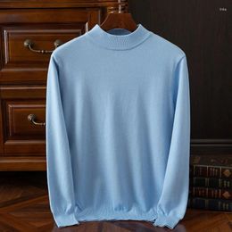 Men's Sweaters Autumn/Winter Cashmere Cold Resistant Clothing Mock Neck Solid Colour Pullover Warm Casual Tops 4XL