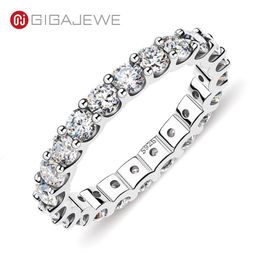 GIGAJEWE GIGAJEWE Moissanite Full Eternity Ring 2 0-2 4ct 3 0mm D VVS1 Round Cut 925 Silver Diamond Test Passed Woman Girl Gift GM277C