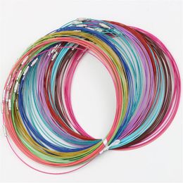 Multi Colour Stainless Steel Wire Cord Necklaces Chains new 200pcs lot Jewellery Findings & Components 18 238v