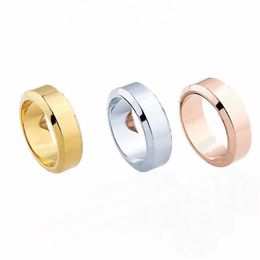 Europe America Style Ring Men Lady Women Titanium steel Engraved V Initials Double Beveled Edge Lovers Rings Size US6-US11324u
