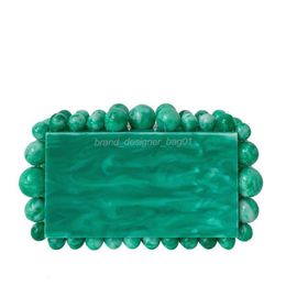 qwertyui879 Evening Bags Fashion Acrylic Beading Box Clutch Bag Designer Women Luxury Small Party Purses Marb Shoulder Crossbody B226K