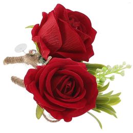 Decorative Flowers Wrist Flower Wedding Party Decoration Artificial Boutonniere Groom Corsages Couple Accessories Men