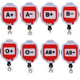 Whole Key Rings Blood Type Medical Nurse Retractable Felt ID Badge Holder Reel With Alligator Clip For Gift261V