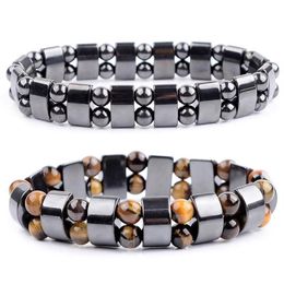 Bangle Nature Yellow Tiger Eye Hematite Beads Bracelet Therapy Health Care Magnet Men's Jewellery Charm Bangles Gifts For Man220l