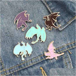 Pins Brooches Pink Dinosaur Enamel Pin For Women Girl Fashion Jewellery Accessories Metal Vintage Pins Badge Wholesale Gift Drop Deliv Dhx1W