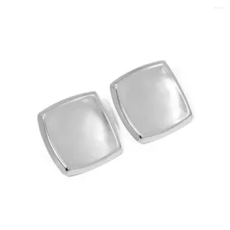 Stud Earrings ALLME Trendy Metallic Square Twist For Women Man Unisex Silver PVD Plated Stainless Steel Statement Earring