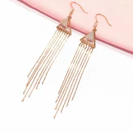 Dangle Earrings 585 Purple Gold For Women Long Earings Plated 14K Rose Light Luxury High Quality Tassel Triangle Fine Jewelry