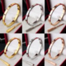 316L TiTitanium Classic Bangles Bracelets For Lover Fashion Wristband Wedding Bangle Rose Gold Thanksgiving Day Bracelet with box 307W