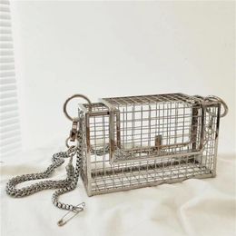 INS Hollow Out Clutch Bird Women Handbag Tote Metal Cage Girls Top-Handle Bags Purse Fashion Party Pouch Evening Bag Y2012242694