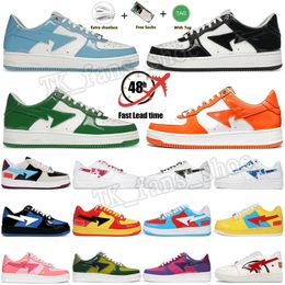 Hot Casual shoes Bapestar A Bathing Ape Men Women Outdoor Star shoes Patent Leather White Blue Camo Pink Shark Black White Beige Platform Trainers SK8 Sneaker jogging