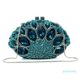 Designer- Crystal Party Purse Women Wedding Clutches Rhinestone Handbag Hollow Out Peacock Clutch bag Evening Bag284f