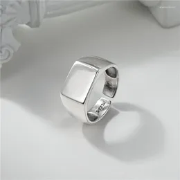 Cluster Rings S925 Sterling Silver Square Geometric Smooth Ring Women's Style Simple Fashion Personality Niche Fine Jewellery