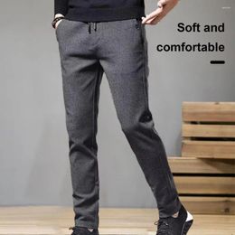 Men's Pants Men Solid Colour Loose Straight Ankle Length With Elastic Waist Drawstring For Everyday